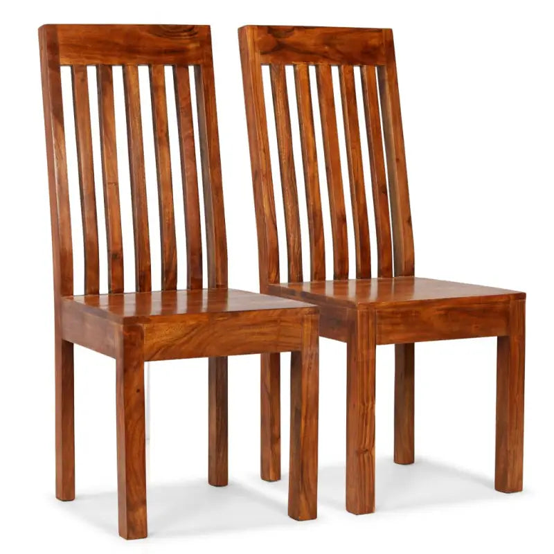 Eetkamerstoelen set van 4 met massief acaciahout en uniek design - 2 - Eetkamerstoelen