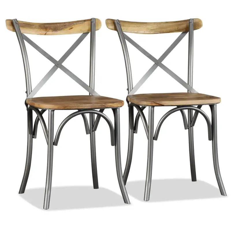 Eetkamerstoelen van massief mangohout in industriële stijl - Eetkamerstoelen