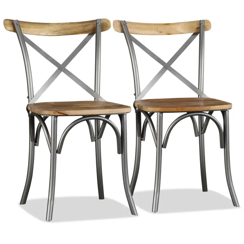 Eetkamerstoelen van massief mangohout in industriële stijl - Eetkamerstoelen