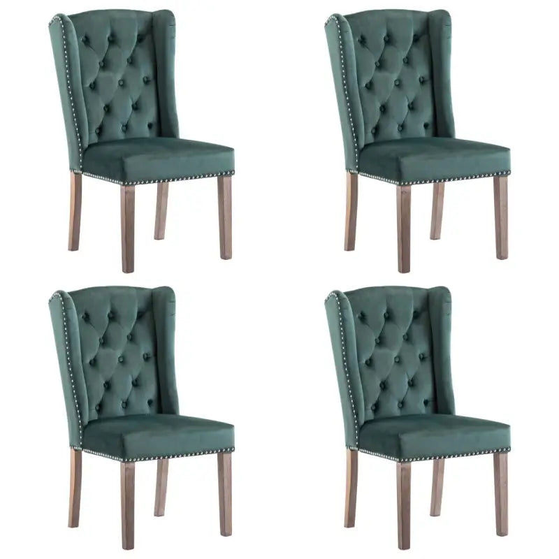 Eetkamerstoelen van massief rubberwood met zacht fluwelen bekleding - Donkergroen / 4 - Eetkamerstoelen