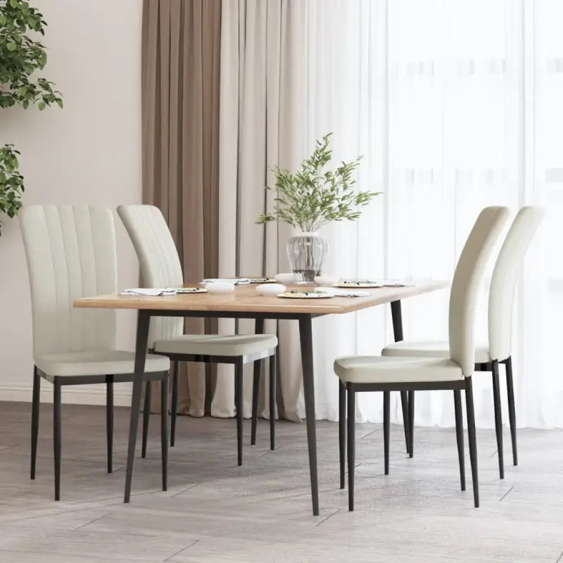 Eetkamerstoelen van zacht fluweel met elegant ontwerp - Crème / 4 - Eetkamerstoelen
