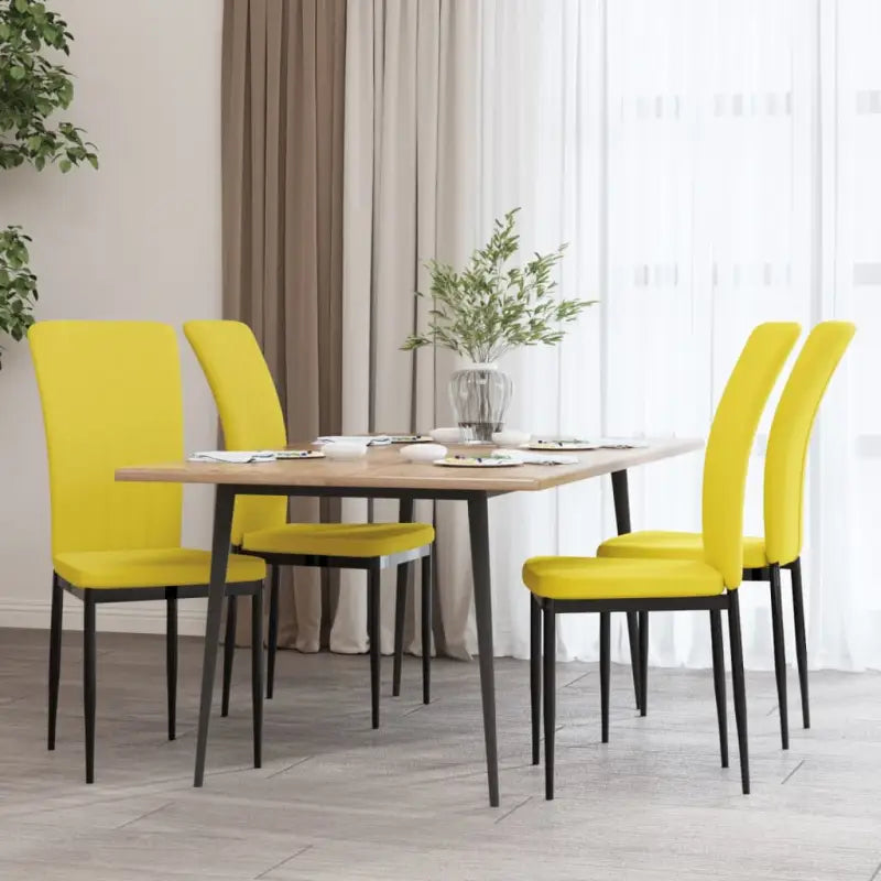 Eetkamerstoelen van zacht fluweel met elegant ontwerp - Geel / 4 - Eetkamerstoelen