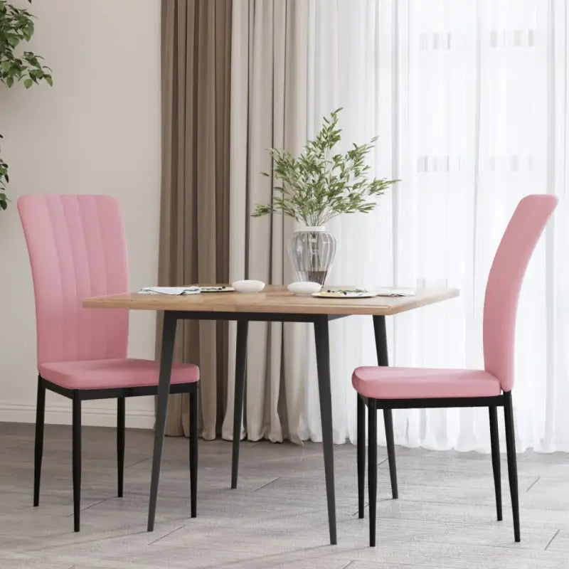 Eetkamerstoelen van zacht fluweel met elegant ontwerp - Roze / 2 - Eetkamerstoelen