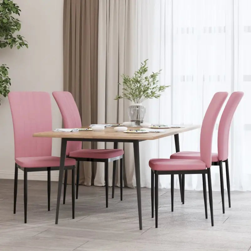 Eetkamerstoelen van zacht fluweel met elegant ontwerp - Roze / 4 - Eetkamerstoelen