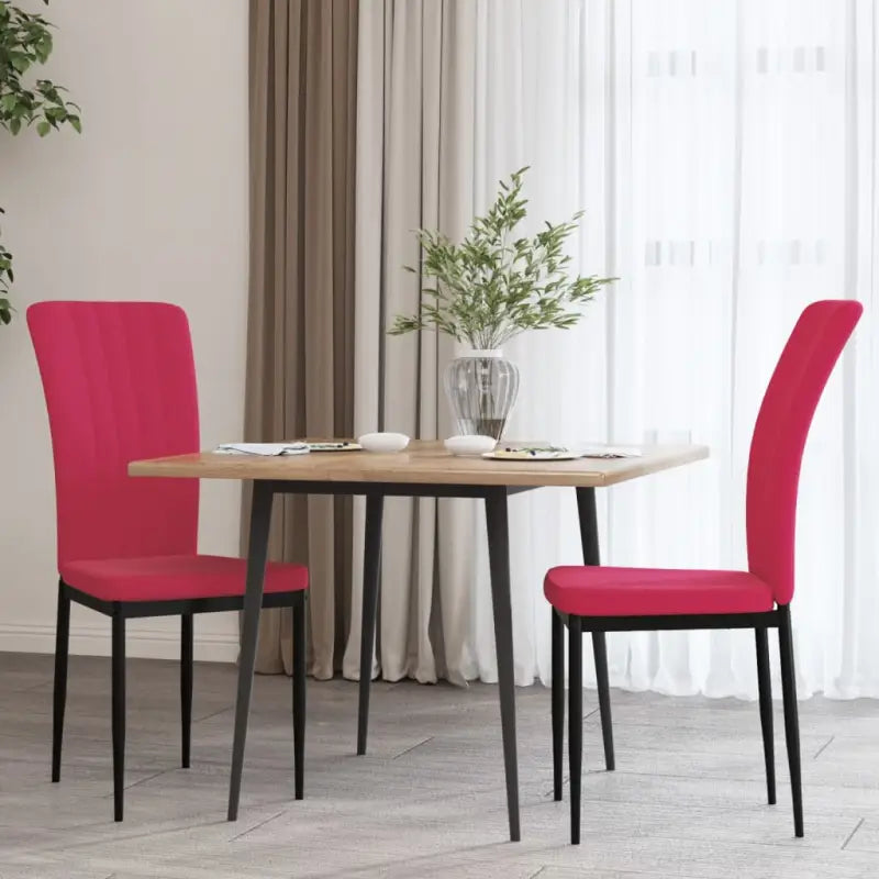 Eetkamerstoelen van zacht fluweel met elegant ontwerp - Wijnrood / 2 - Eetkamerstoelen