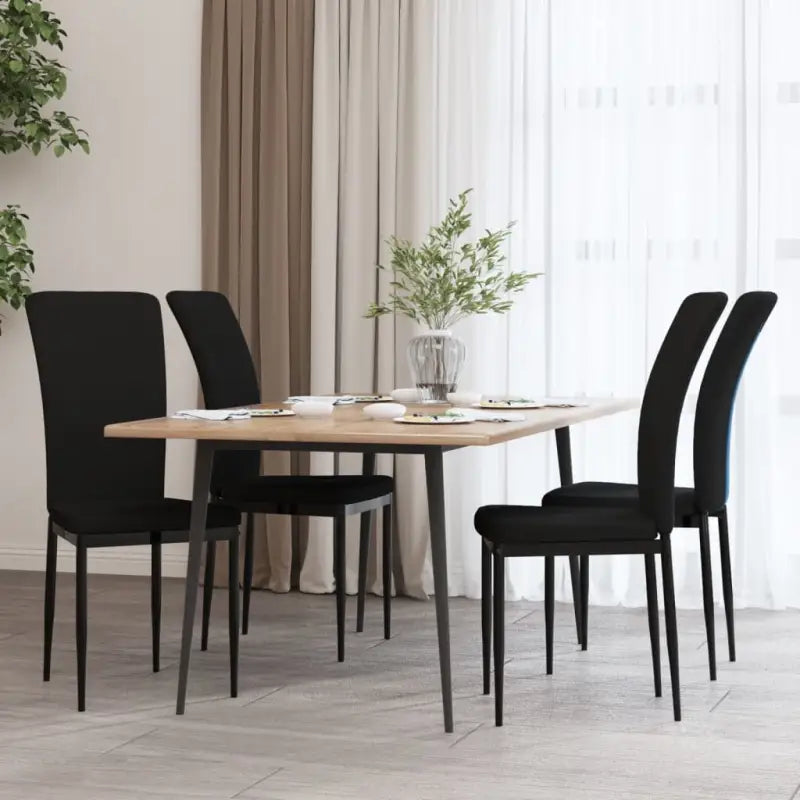 Eetkamerstoelen van zacht fluweel met elegant ontwerp - Zwart / 4 - Eetkamerstoelen