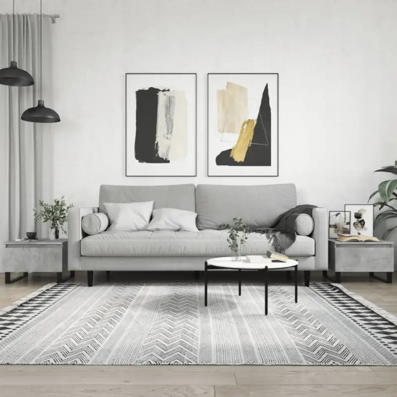 Eetkamertafel met bewerkt hout en metalen poten voor stijl en duurzaamheid - Betongrijs / 2 - Salontafels