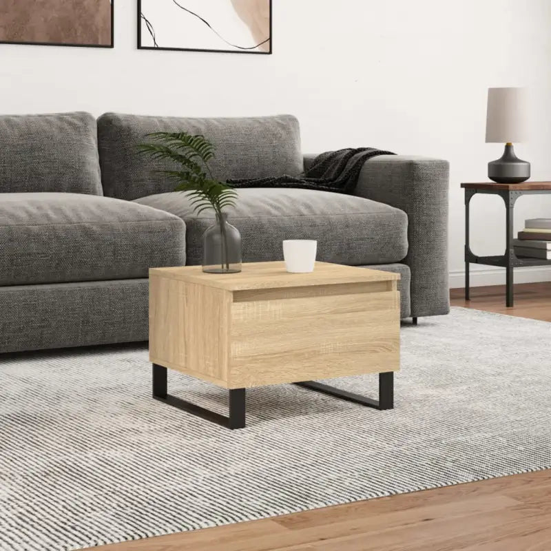 Eetkamertafel met bewerkt hout en metalen poten voor stijl en duurzaamheid - Sonoma eiken / 1 - Salontafels
