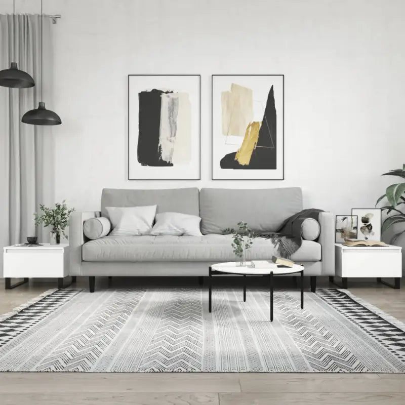 Eetkamertafel met bewerkt hout en metalen poten voor stijl en duurzaamheid - Wit / 2 - Salontafels