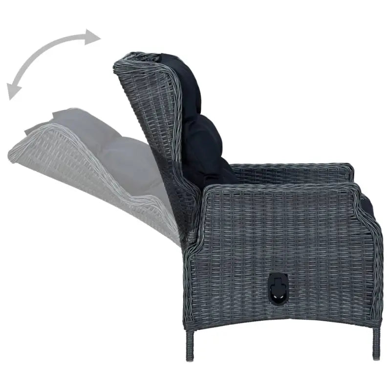 Eetset in poly rattan met comfortabele afmetingen stoelen voor buiten - Tuinsets