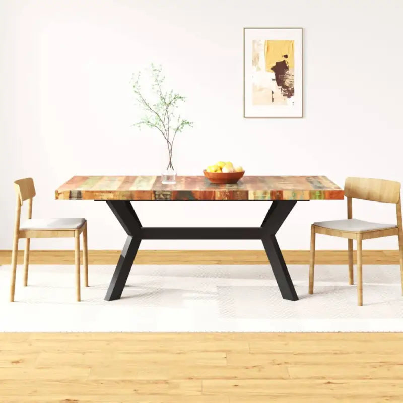 Eettafel met massief mangohout en stalen poten in moderne stijl - Multikleur / 180 x 90 x 76 cm / 1 - Eettafels