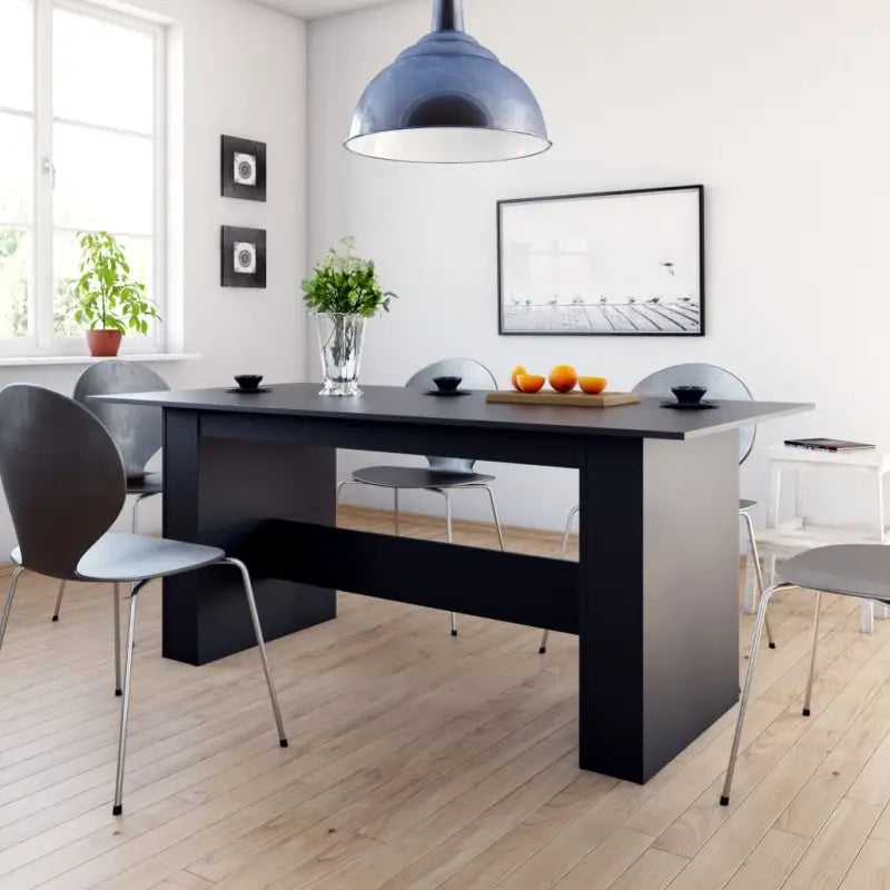 Eettafel van bewerkt hout in grijs Sonoma voor eenvoudig schoon en stijl - Zwart / 1 - Eettafels