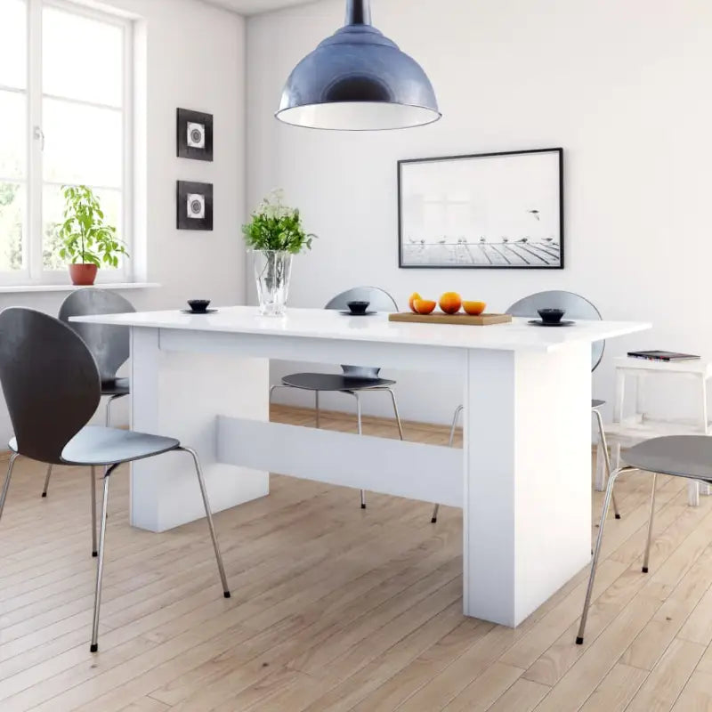 Eettafel van bewerkt hout in grijs Sonoma voor eenvoudig schoon en stijl - Hoogglans wit / 1 - Eettafels