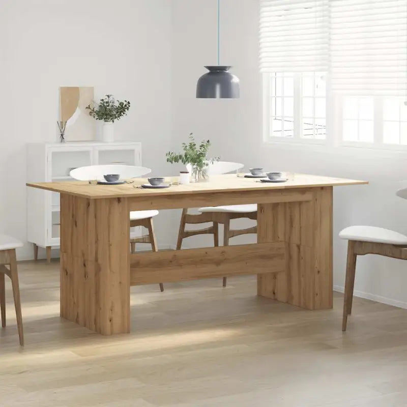 Eettafel van bewerkt hout in grijs Sonoma voor eenvoudig schoon en stijl - artisanaal eikenkleurig / 1 - Eettafels