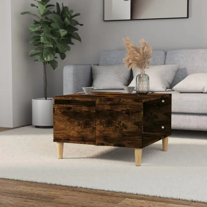 Eettafel van bewerkt hout met massief eucalyptushout voor stijlvolle woonkamer - Gerookt eiken / 1 - Salontafels