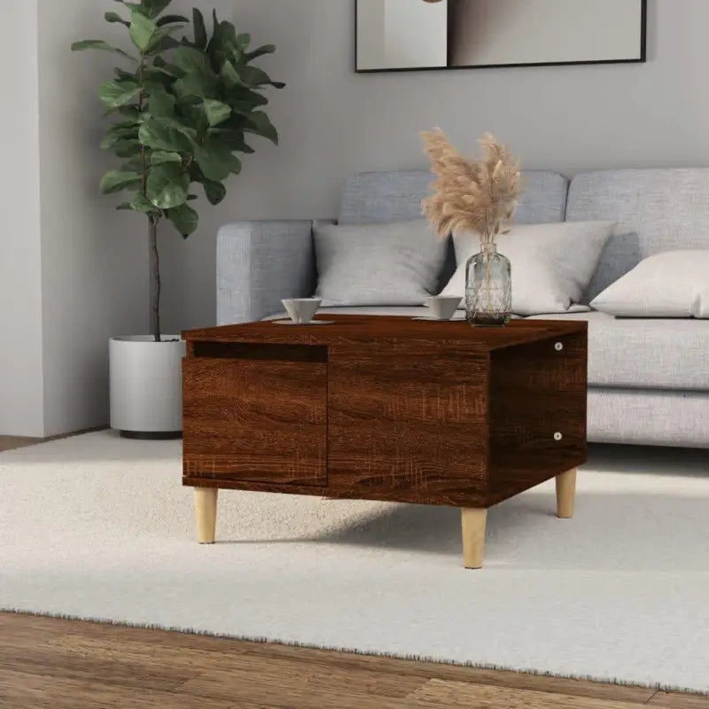 Eettafel van bewerkt hout met massief eucalyptushout voor stijlvolle woonkamer - bruin eikenkleur / 1 - Salontafels