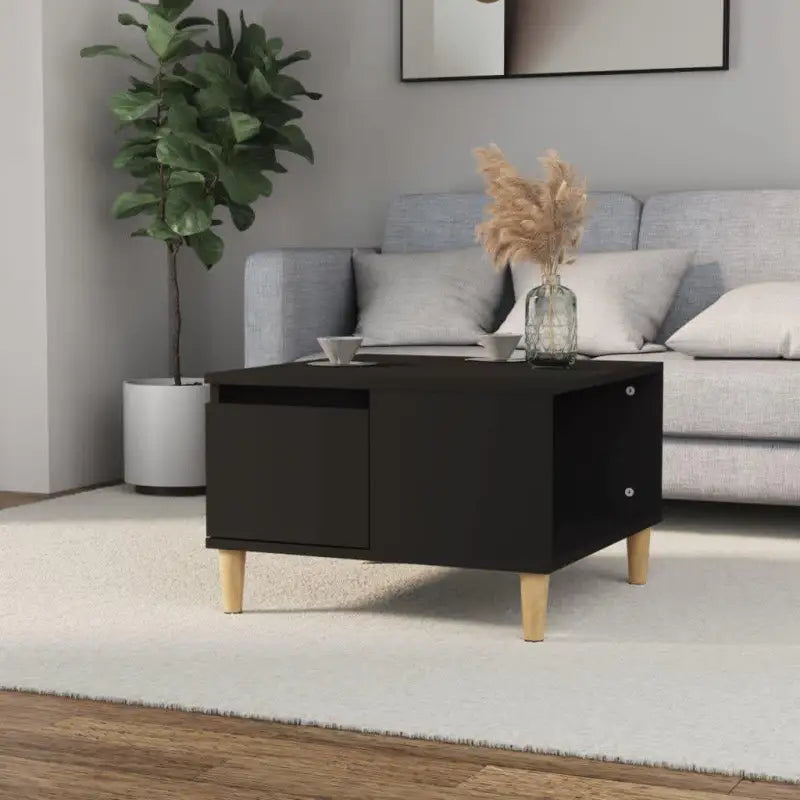 Eettafel van bewerkt hout met massief eucalyptushout voor stijlvolle woonkamer - Zwart / 1 - Salontafels