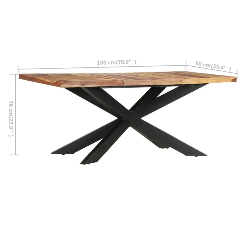 Eettafel van massief acaciahout met industrieel ontwerp - Eettafels