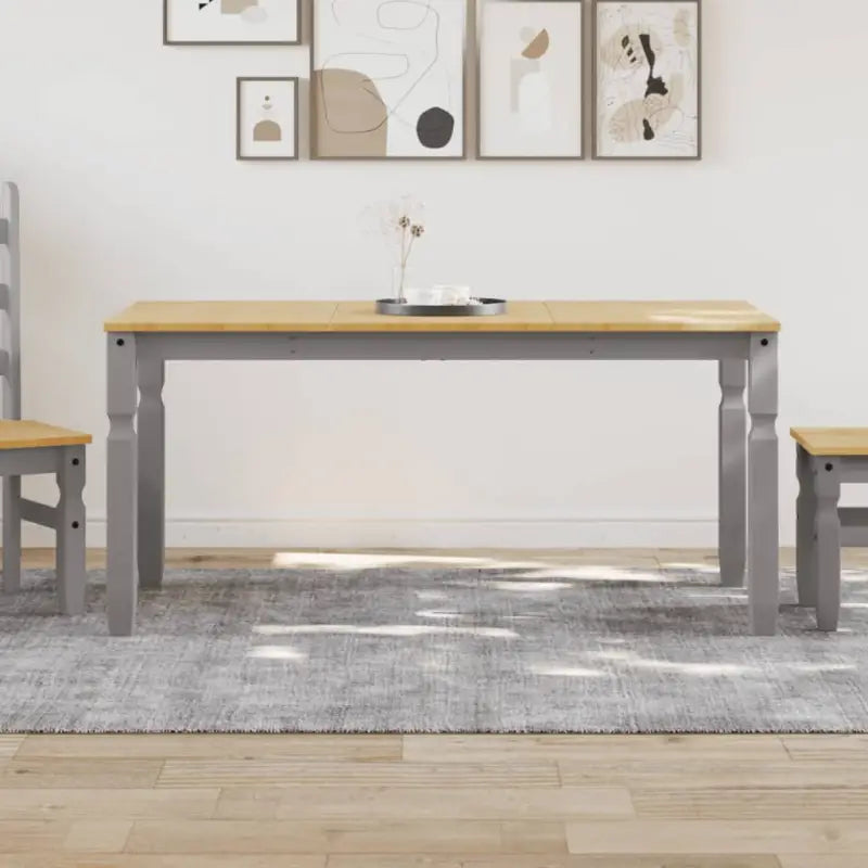 Eettafel van massief grenenhout eenvoudig schoon en stijlvolle uitstraling - 1 / Grijs / 160 cm - Eettafels