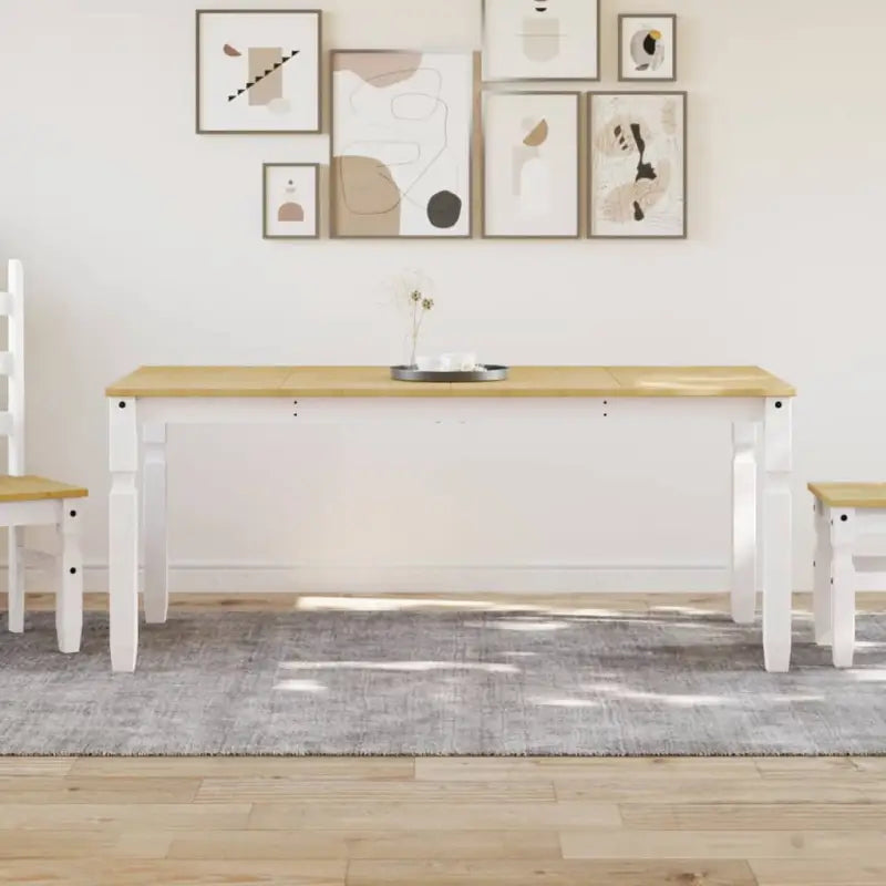Eettafel van massief grenenhout eenvoudig schoon en stijlvolle uitstraling - 1 / Wit / 180 cm - Eettafels