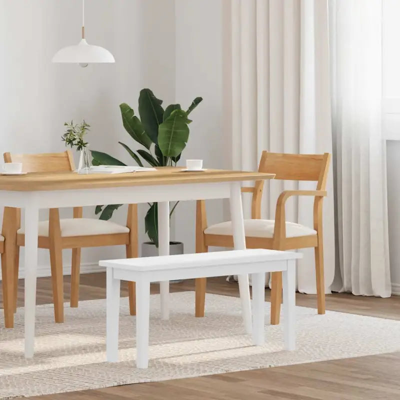 Eettafelbank met houten poten voor een comfortabele zitervaring - Wit - Keuken- & eettafelbanken