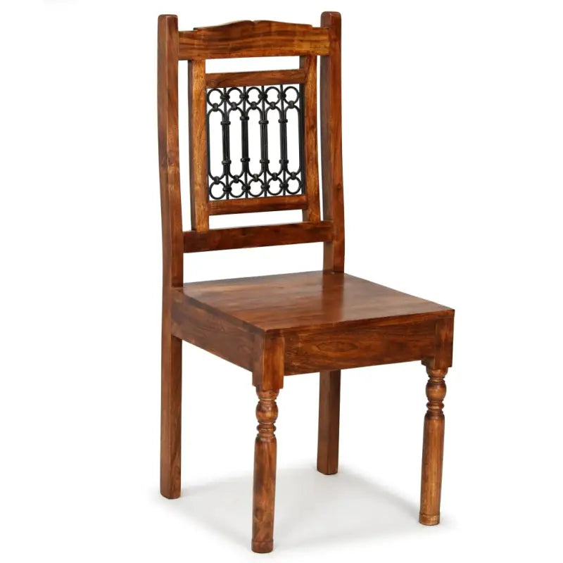 Eettafelstoelen set van 2 in massief acaciahout met honingkleurige afwerking - Eetkamerstoelen
