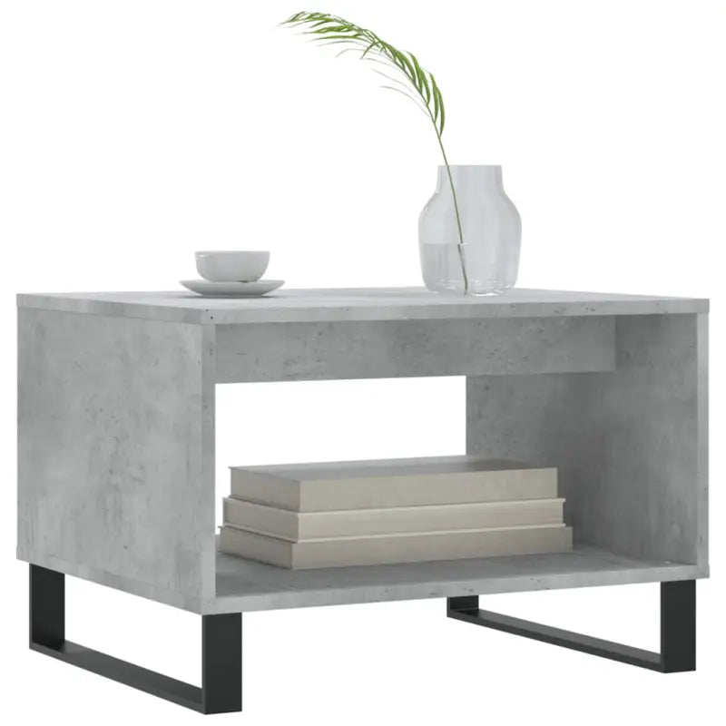 Eiken salontafel met ijzeren poten en bewerkt hout voor stijlvolle ruimtes - Betongrijs / 1 - Salontafels