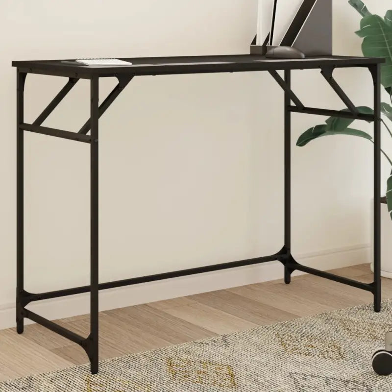 Elegant bureau met stevig tafelblad in grijs sonoma en gepoedercoat staal - Zwart - Bureaus