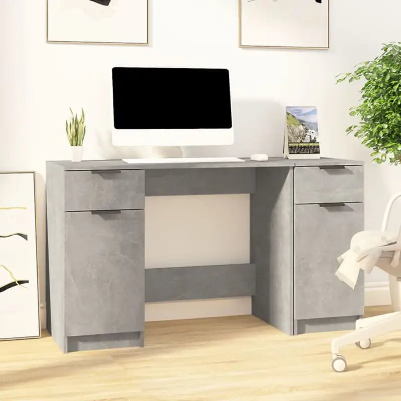 Elegant bureau van bewerkt hout voor studeer- en werkkamers - Betongrijs - Bureaus