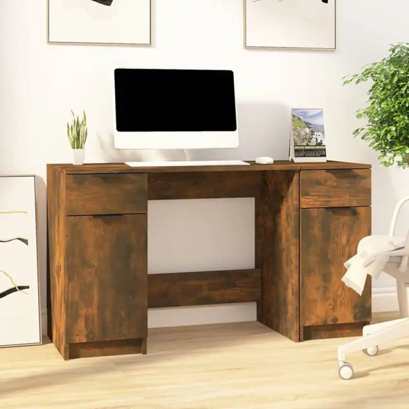 Elegant bureau van bewerkt hout voor studeer- en werkkamers - Gerookt eiken - Bureaus