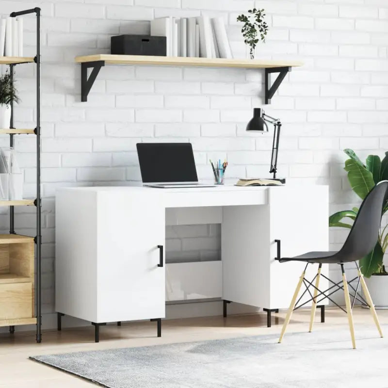 Elegant bureau van bewerkt hout voor studeer- en werkkamers - Hoogglans wit - Bureaus