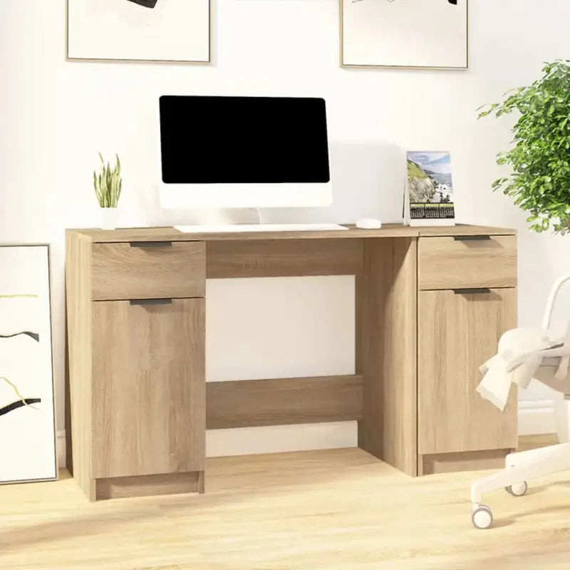 Elegant bureau van bewerkt hout voor studeer- en werkkamers - Sonoma eiken - Bureaus