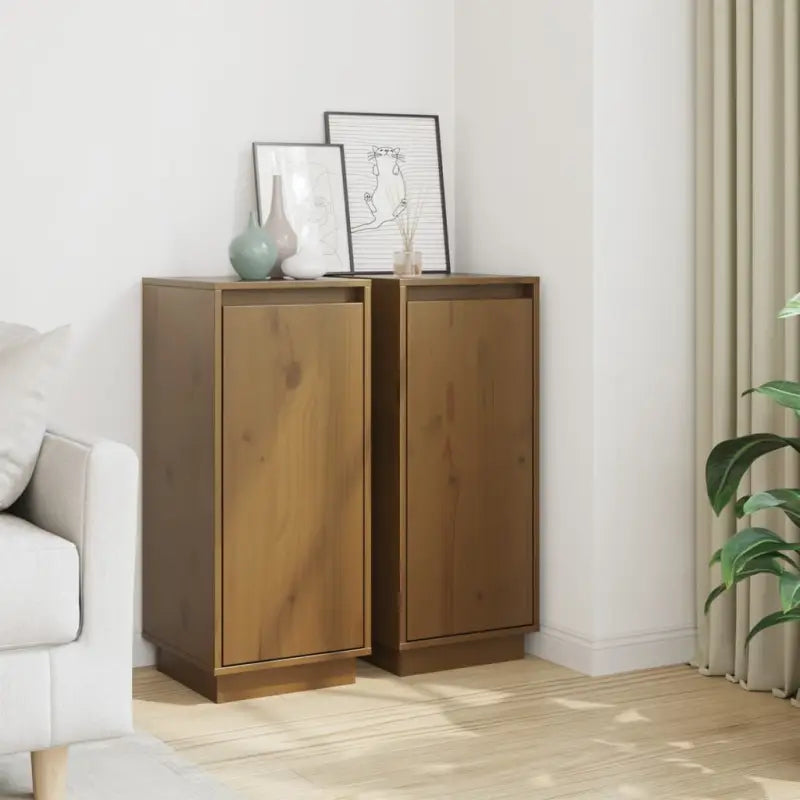 Elegant dressoir van massief grenenhout met klassieke uitstraling - Honingbruin / 2 - Dressoirs & buffetkasten