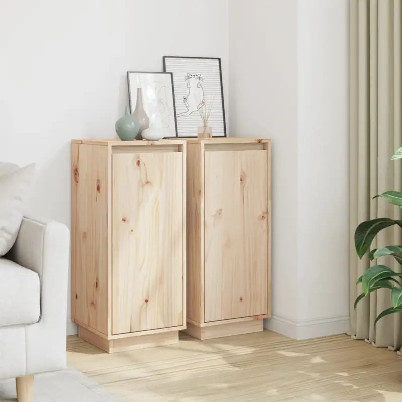 Elegant dressoir van massief grenenhout met klassieke uitstraling - Naturel / 2 - Dressoirs & buffetkasten
