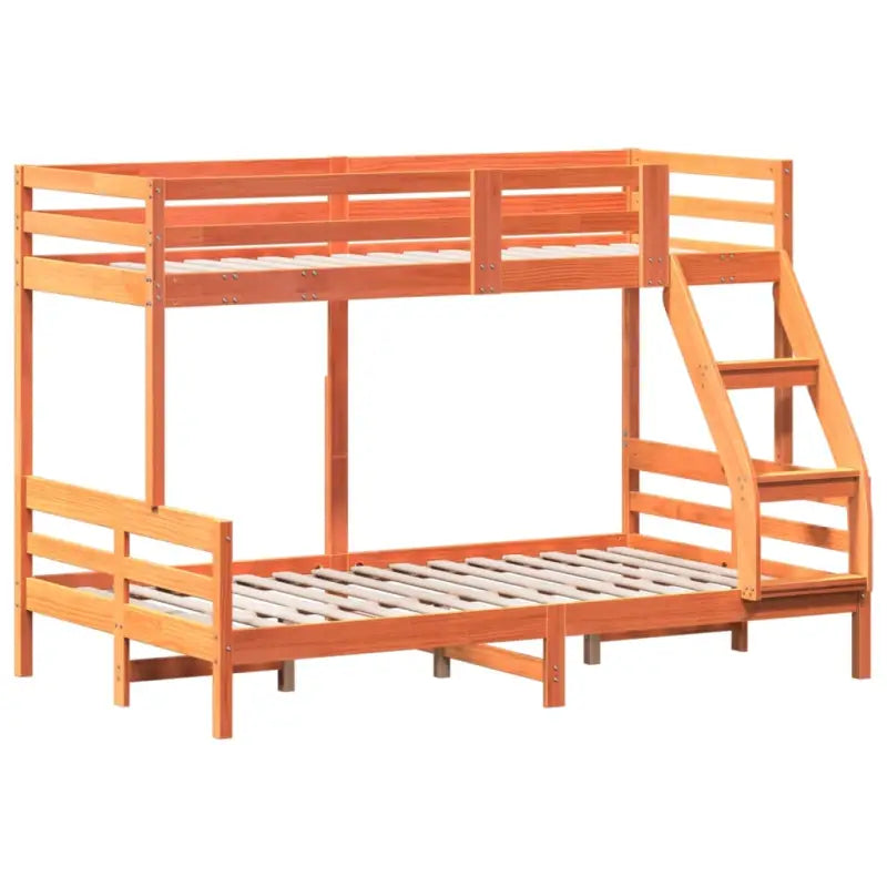 Elegant metalen stapelbed met massief grenenhout voor compacte kamers - Wasbruin / 1 - Bedden & bedframes