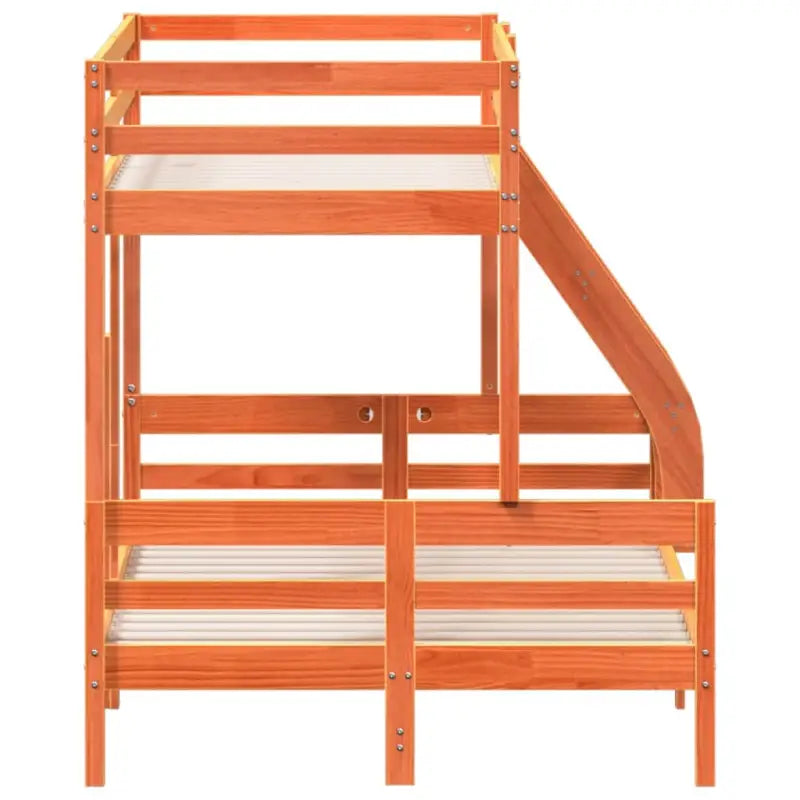 Elegant metalen stapelbed met massief grenenhout voor compacte kamers - Wasbruin / 1 - Bedden & bedframes