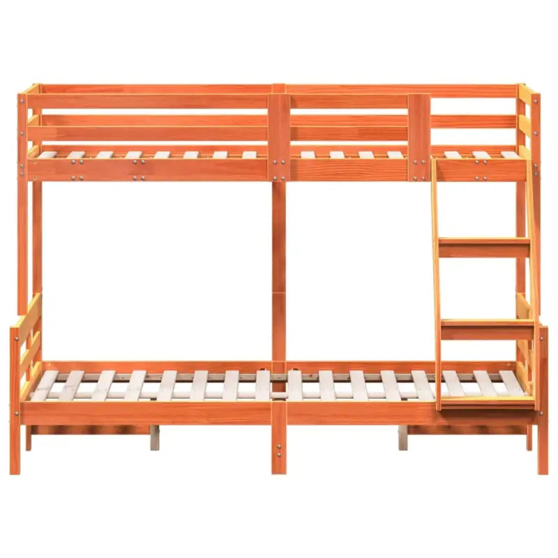 Elegant metalen stapelbed met massief grenenhout voor compacte kamers - Wasbruin / 1 - Bedden & bedframes