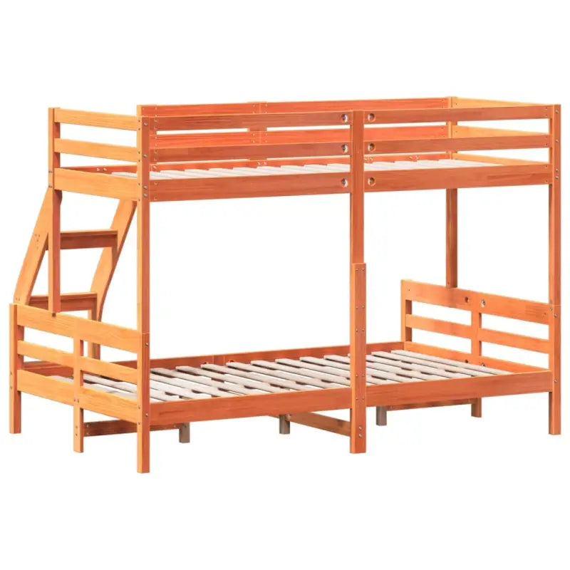 Elegant metalen stapelbed met massief grenenhout voor compacte kamers - Wasbruin / 1 - Bedden & bedframes