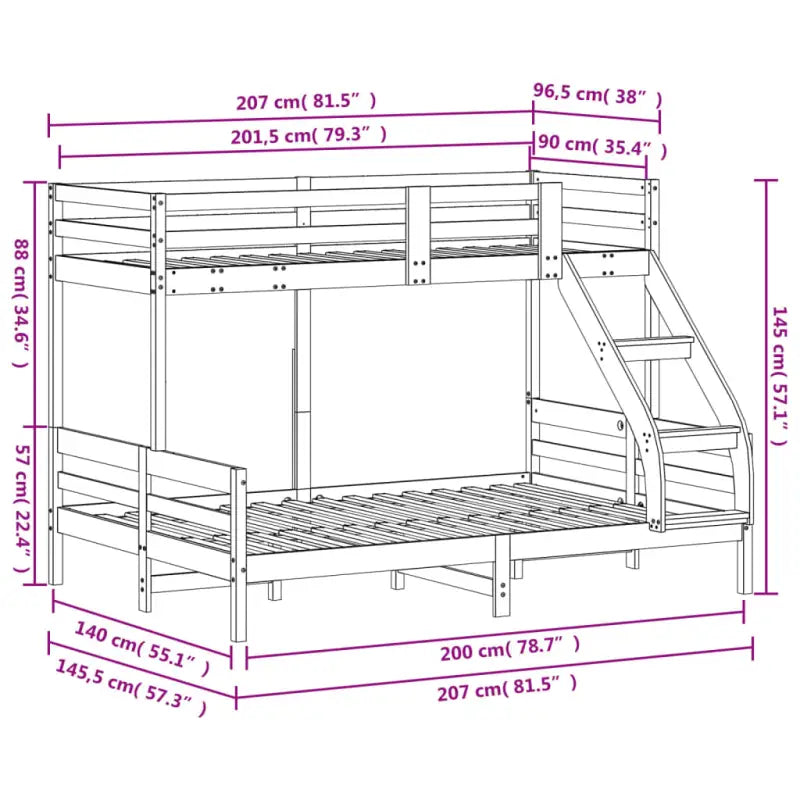 Elegant metalen stapelbed van massief grenenhout voor kleine kamers - Bedden & bedframes
