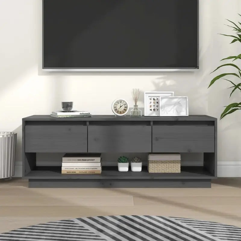 Elegant TV-Meubel van Massief Grenenhout met Strakke Lijnen - Grijs / 1 - Tv-meubels