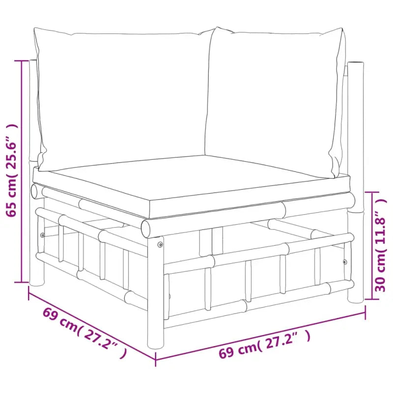 Elegante bamboe tuinset met comfortabele afmeting zitting en rugkussen - Tuinsets