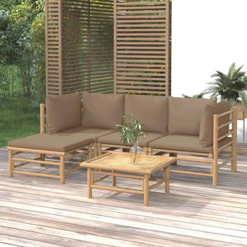 Elegante bamboe tuinset met comfortabele afmetingen en rugkussen - Tuinsets
