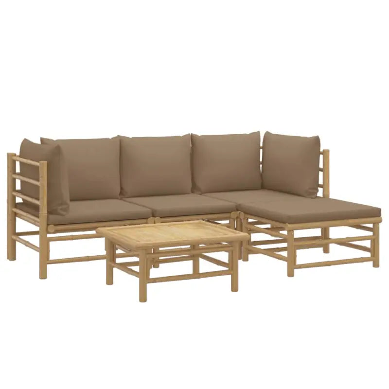 Elegante bamboe tuinset met comfortabele afmetingen en rugkussen - Tuinsets