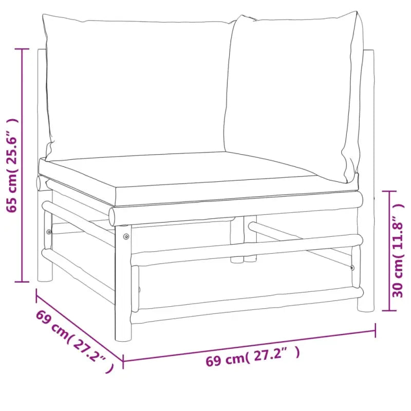 Elegante bamboe tuinset met comfortabele afmetingen en rugkussen - Tuinsets