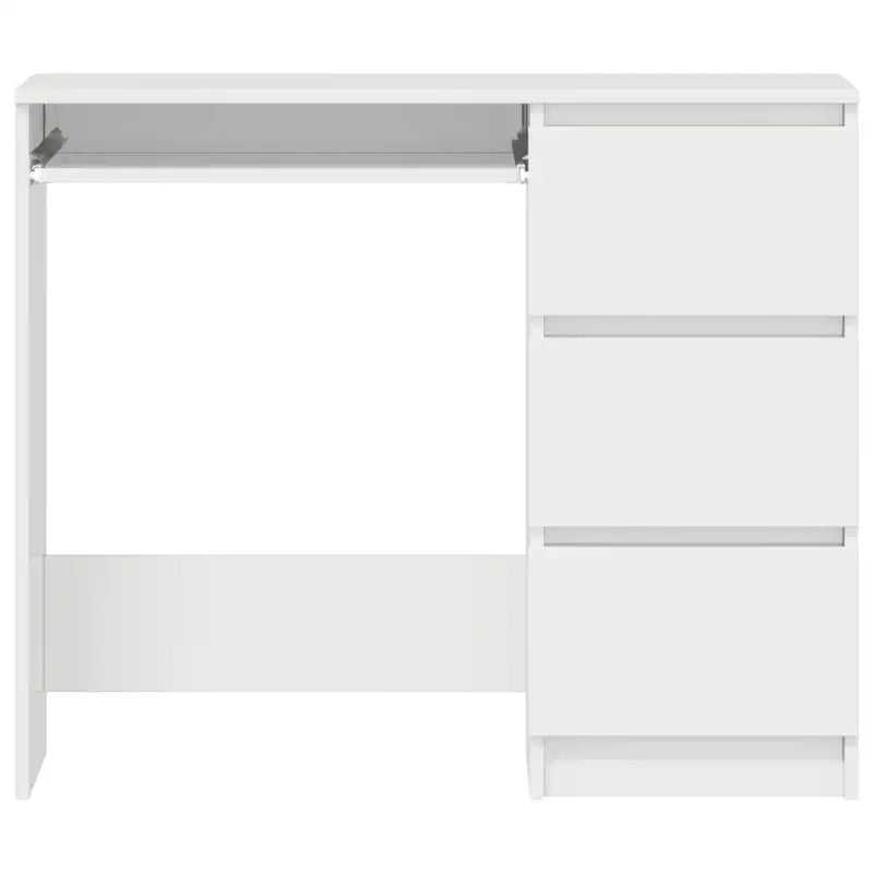 Elegante bureau van bewerkt hout met hoogglans wit afwerking - Bureaus