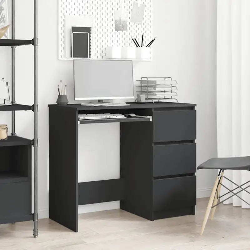 Elegante bureau van bewerkt hout met hoogglans wit afwerking - Zwart - Bureaus