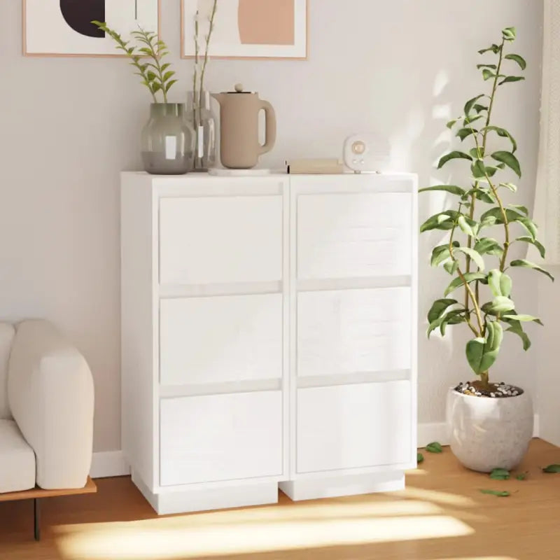 Elegante dressoirs van massief grenenhout voor klassiek interieur - Wit / 2 - Dressoirs & buffetkasten