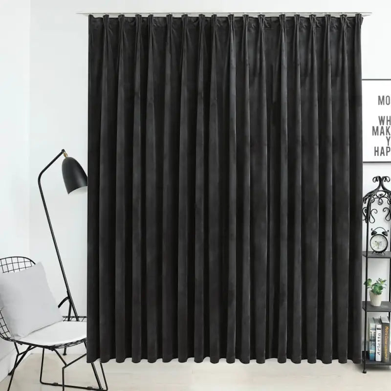Elegante fluwelen gordijnen met metalen haken voor warmte en privacy - Antraciet / 1 - Gordijnen & vitrages