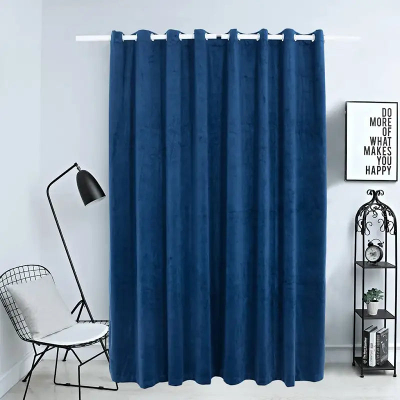 Elegante fluwelen gordijnen met metalen ringen voor warme interieurs - Donkerblauw / 1 - Gordijnen & vitrages