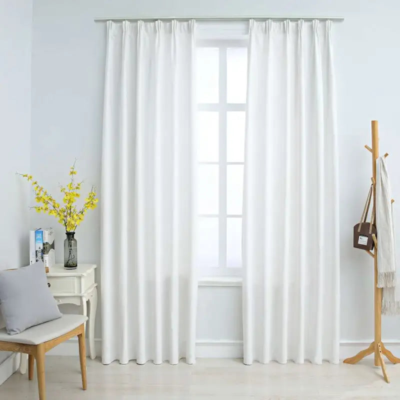 Elegante gordijnen met metalen haken inclusief levering voor woonkamer en slaapkamer - Gebroken wit / 140 x 225 cm / 2